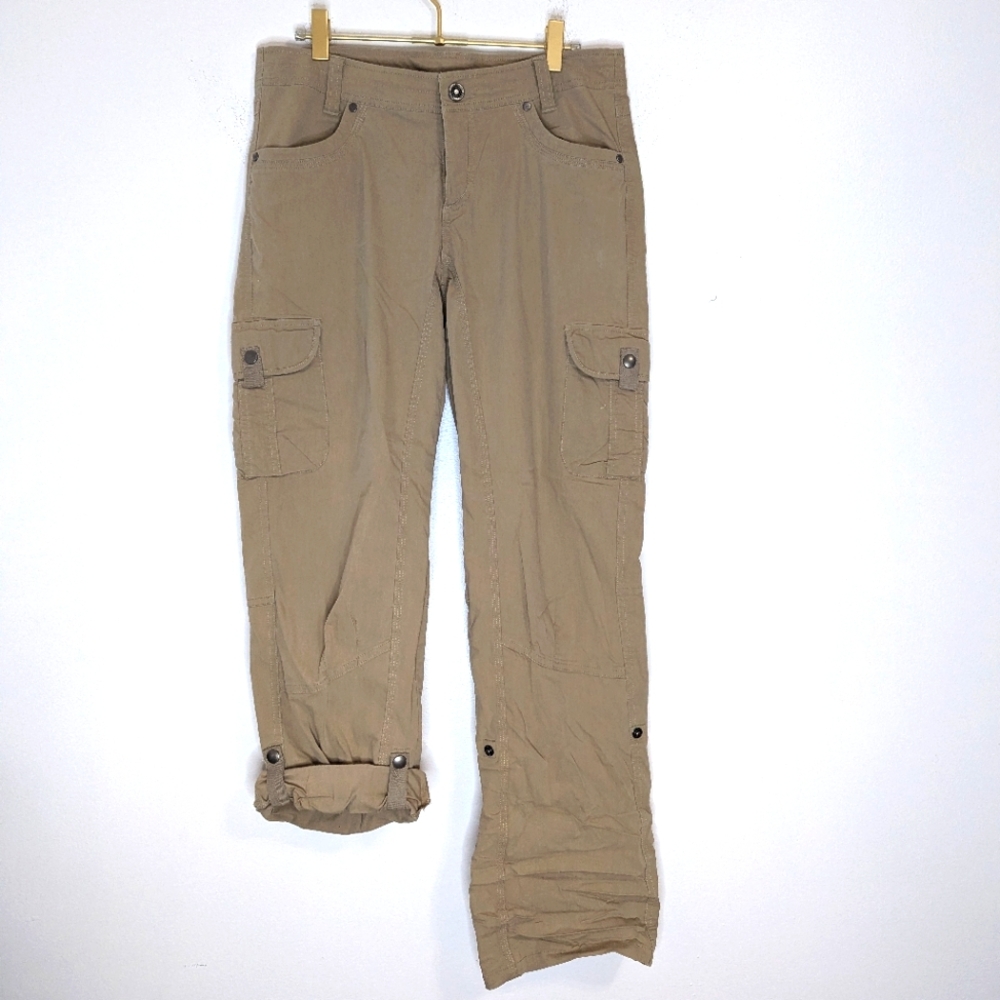 Kuhl Women's 8 Regular Beige Khaki Splash Roll-up Boot Cut Cargo Pants